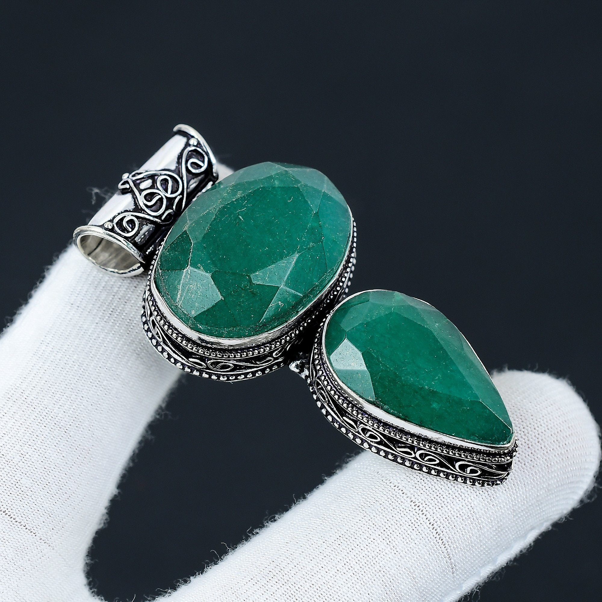 Zambian Emerald Gemstone Handmade 925 Sterling Silver Necklace Pendant Jewelry Emerald Silver Pendant Emerald Pendant Birthday Gift For Her
